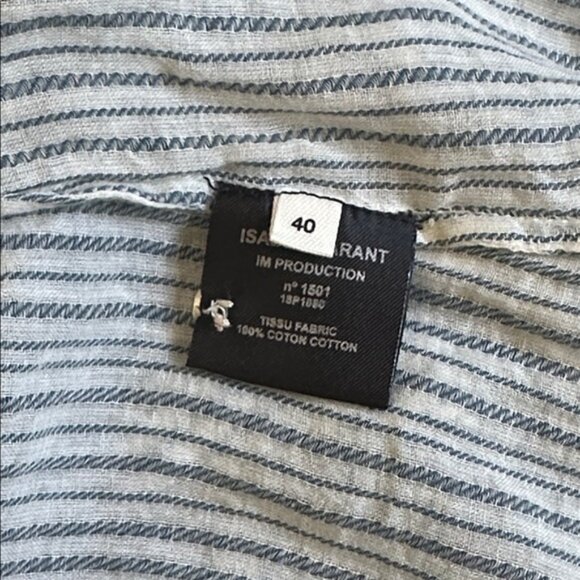 New Isabel Marant Joden 100% cotton gauzy breezy oversized stripe popover blouse - Picture 13 of 16